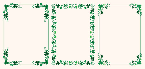 A set of ornamental frames with shamrock leaves