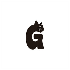 letter G cat logo with black color