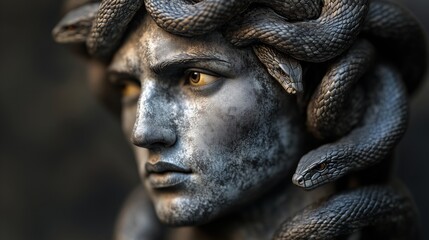 Medusa statue with intense stare