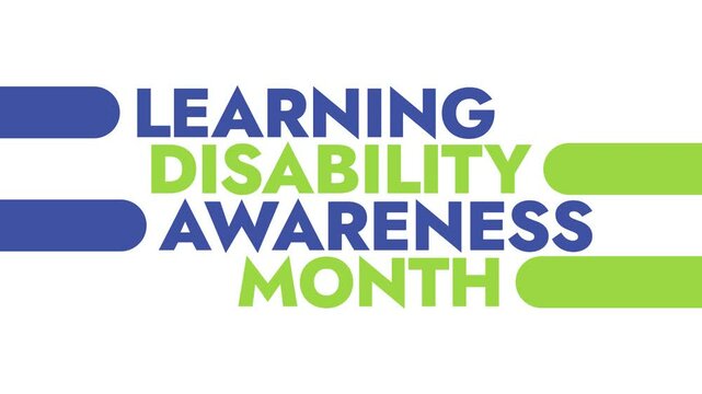 Learning Disability Awareness Month colorful motion graphics seamless loopable text animation on white or black background great for awareness about learning disability awareness month in October