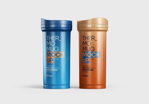 Thermos Cup Mockup for Cafe Branding and Beverage Packaging