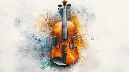 The violin is painted with watercolors