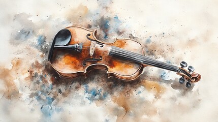 Fototapeta premium The violin is painted with watercolors