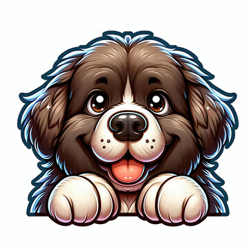 recommend clip art: Cute adorable happy newfoundland puppy peeking with front paws on white background 