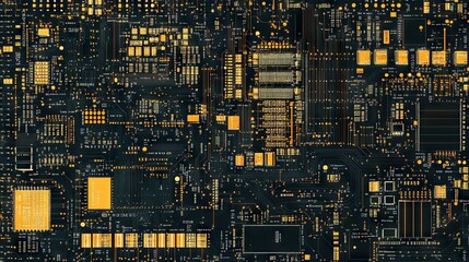 An orthographic image of a flat circuit board
