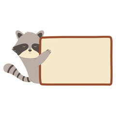 Cute Raccoon Holding Empty Banner Promotion