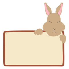 Obraz premium Cute Rabbit Holding Empty Banner Promotion