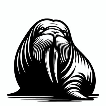 recommend clip art: Walrus vector silhouette illustration, marine ocean life clip art element 