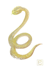 年賀状2025年ゴールドのヘビの豪華なイラスト