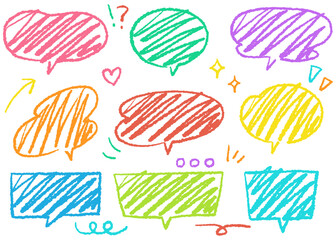 手書きの吹き出しセット、ポップなデザインの吹き出し	