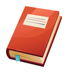 Red book with a bookmark. Vector cartoon illustration