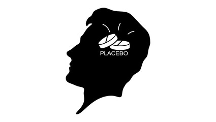 Placebo effect, black isolated silhouette