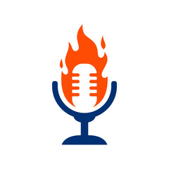 MICROPHONE FIRE PODCAST ICON LOGO