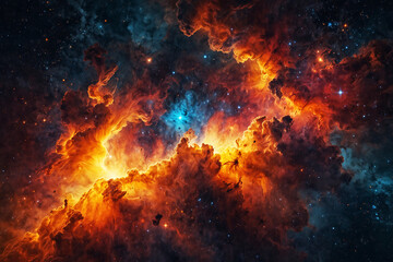 Obraz premium Orange sky cloud sun crash wallpaper, cosmic mystery in fiery hues. Distant stars, vast space