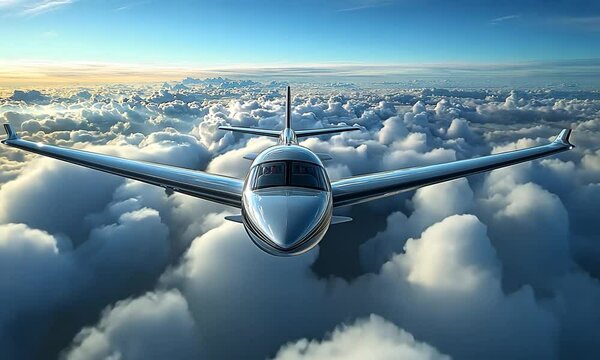 Private jets can be seen flying through the clouds.