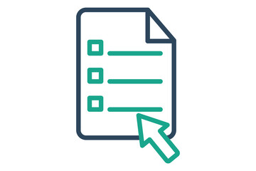 Exam icon. line icon style. paper with pointer. icon related to online course. education elements vector illustration