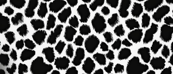 a black and white pattern resembling cow hide or dalmatian spots. It consists of irregular black splotches on a white background, creating a high-contrast abstract design. Generative AI