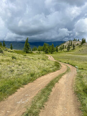 Dirt road in the mountains of the Altai Republic, Russia