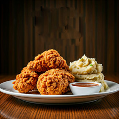 chicken wings. fried chicken with sauce in a plate. delicious tasty chicken food in a plate with sauce.