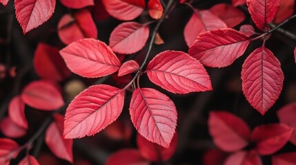 Vibrant Crimson Leaves Showcasing Autumn Beauty