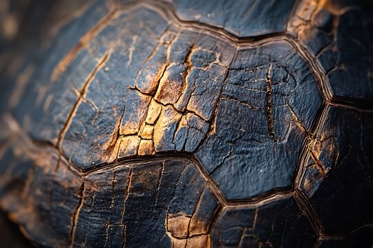 Close-up of a Tortoise Shell, Showing its Unique Texture and Patterns.