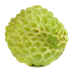 Sugar apple or custard apple, whole ripe exotic tropical fruit isolated on a white background