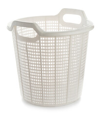 White color plastic basket isolated on a white background