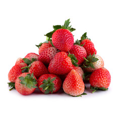 Fresh strawberries isolated on a white background.