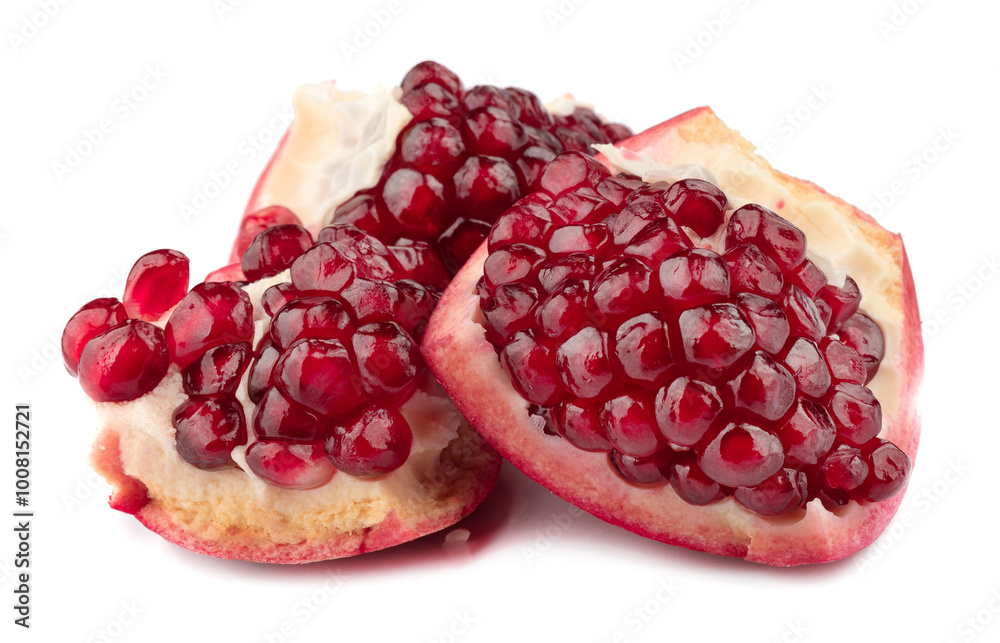 Poster Ripe pomegranate fruit isolated on white background