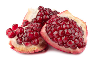 Ripe pomegranate fruit isolated on white background