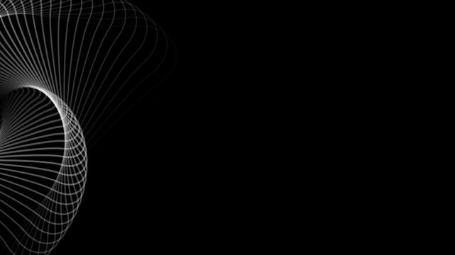 Abstract white line rounded with black background 4k animated video