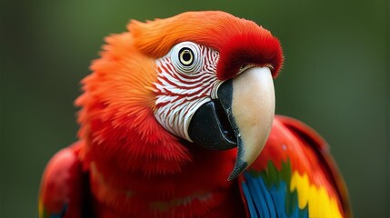 Obraz premium Close Up of a Scarlet Macaw Showcasing its Vibrant Feathers