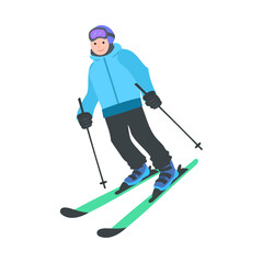 スキーをする人。フラットなベクターイラスト。
Skier. Flat vector illustration.