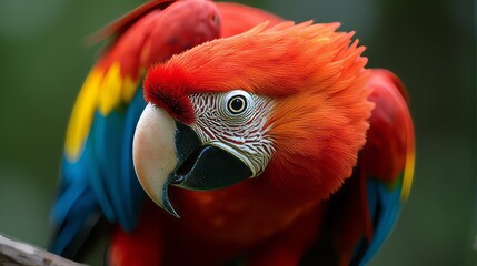 Obraz premium Close Up of a Scarlet Macaw Showcasing its Vibrant Feathers