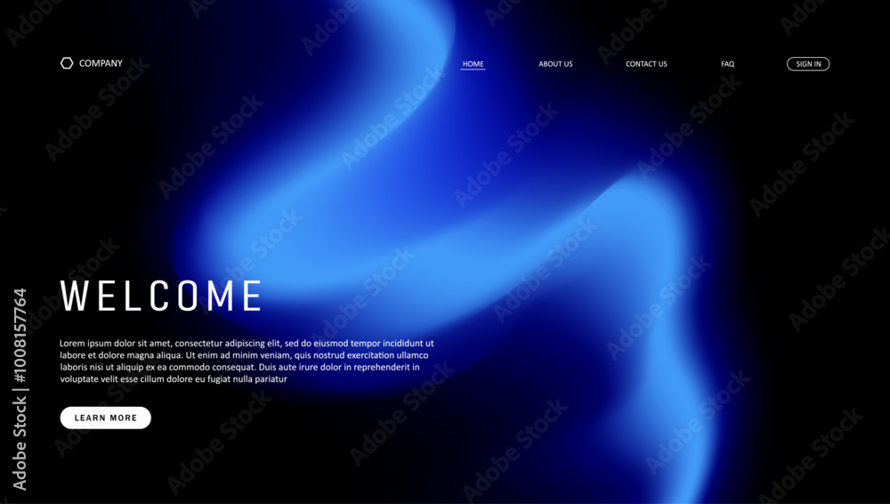 Poster abstract wave futuristic design of landing page. retro gradient mesh website design