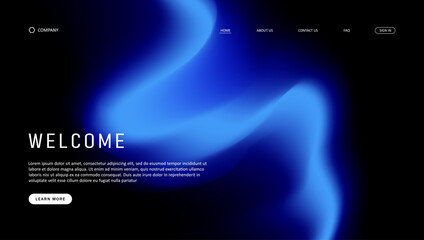 Abstract wave futuristic design of landing page. retro gradient mesh website design