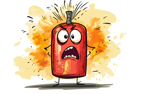 recommend clip art: character Cartoon illustration of a worried firecracker