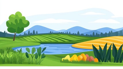 Obraz premium Innovation in agriculture, sustainable farming theme, water color, triadic color scheme