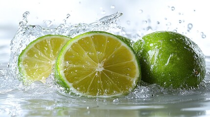 Limes Splashing in Water - A Refreshing Citrus Delight