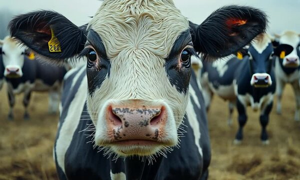 Cattle breeding. Black and white striped cattle. squeeze cattle