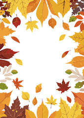 秋の紅葉の落葉フレーム