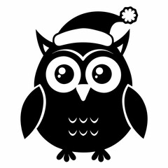 Cute Christmas Kids Owl Black silhouette