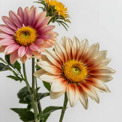 summer beautiful flowers on white background