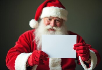 Naklejka premium Santa Claus holding a blank card