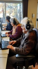 Elderly Couple Embracing Technology and Lifelong Learning at Home