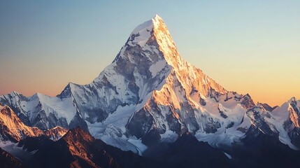 Majestic Mountain Peak at Sunrise   Snow Covered  Golden Hour  Himalayan Range
