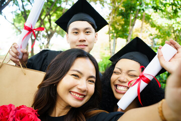 Happy and excited students in their graduation ceremony.