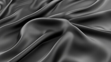 Elegant black satin fabric texture with soft waves
