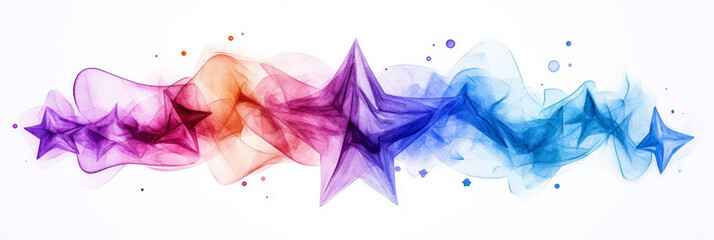 Abstract colorful star design on a white background.
