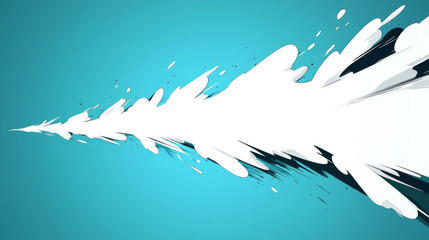 Abstract blue and white splash with black streaks.